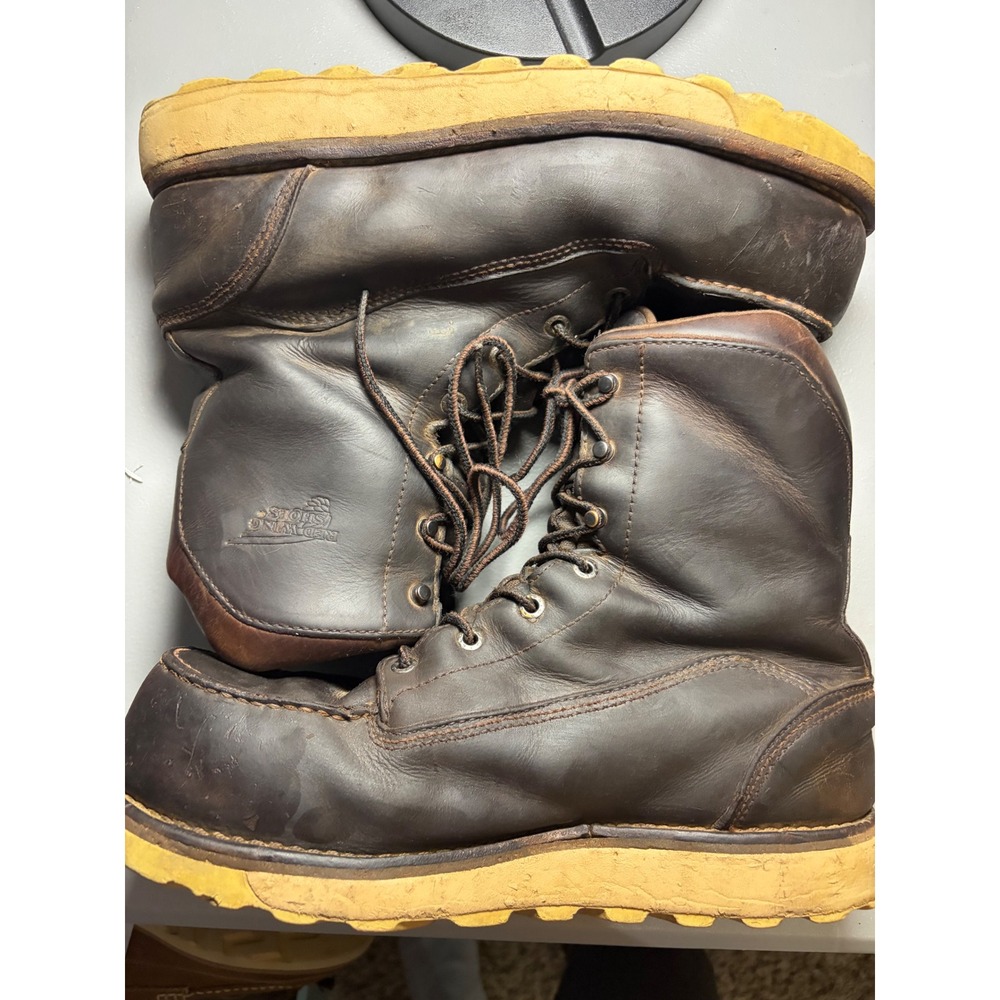 Red Wing Work Boots Mens 9.5 D Brown Leather Moc Toe EH PR Vibram Safety Toe‎